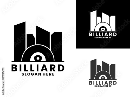 Billiard city logo design vector template. Billiards sport club logo icon design vector