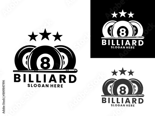Billiard club logo design vector template, Billiards sport logo icon
