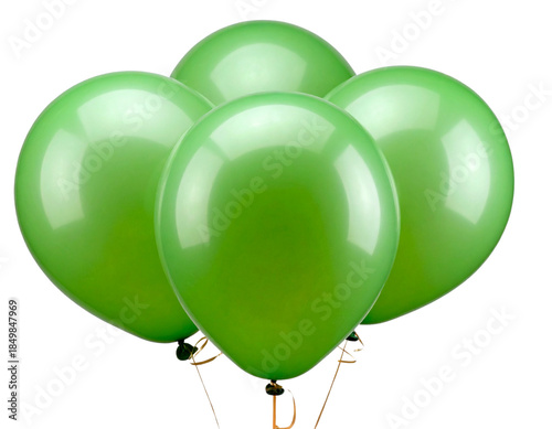 Three glossy green balloons on a Transparent Background