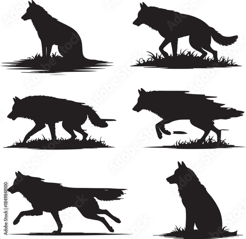 Majestic Wolf Silhouette Vector Illustration – Wild Animal Logo Design