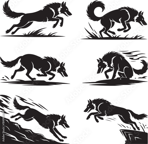 Majestic Wolf Silhouette Vector Illustration – Wild Animal Logo Design