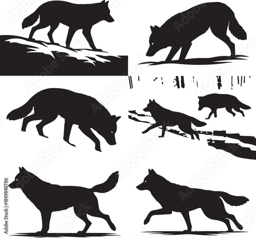 Majestic Wolf Silhouette Vector Illustration – Wild Animal Logo Design