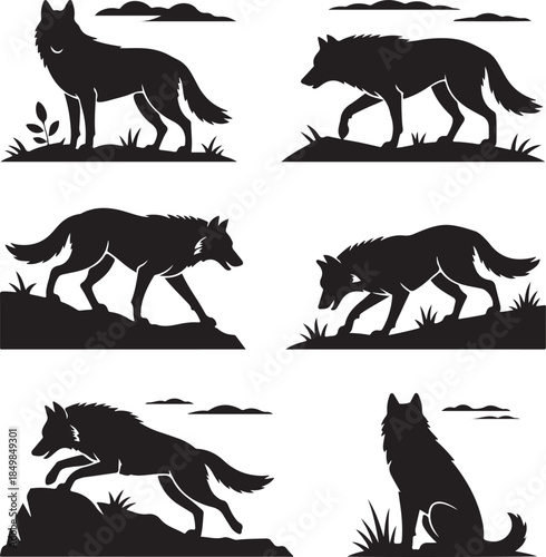 Majestic Wolf Silhouette Vector Illustration – Wild Animal Logo Design