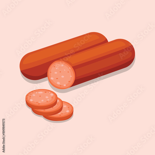 A flat illustration of sliced sausages representing processed food products suitable for culinary design, menus, or food-related promotions.