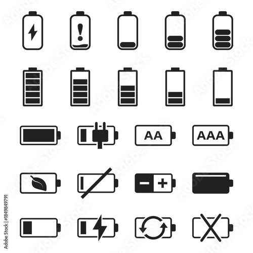 Battery charge icons set collection in flat style. Accumulator recharge vector illustration on isolated background. Electrical power sign business concept.
