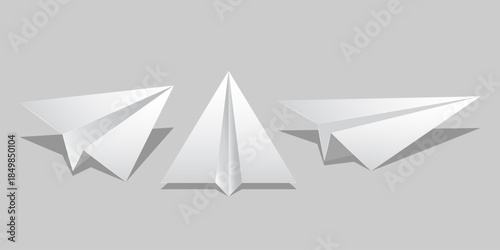 Paper plane icon in realistic style. Toy aircraft vector illustration on isolated background. Origami airplan sign business concept.