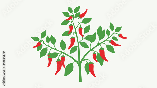 Chili Pepper Plant with Red Peppers.