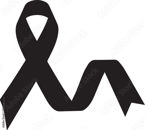 Black awareness ribbon symbol for melanoma and skin cancer awareness