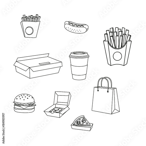 A collection of various fast food items on a
