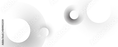 Abstract white minimalist background with circle lines and dot pattern. vector illustration eps10