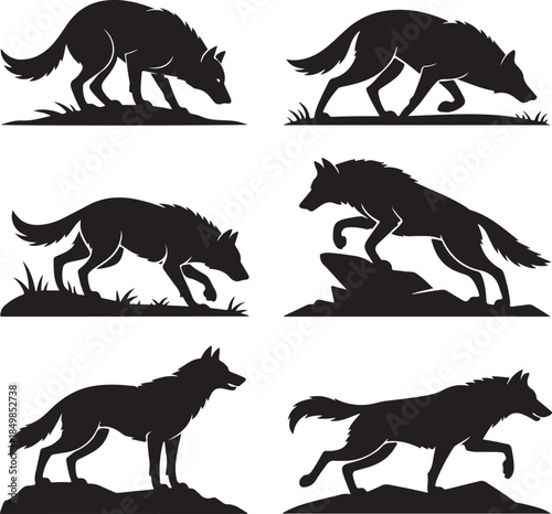 Majestic Wolf Silhouette Vector Illustration – Wild Animal Logo Design