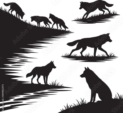 Majestic Wolf Silhouette Vector Illustration – Wild Animal Logo Design