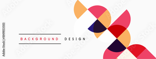 Abstract geometric shapes overlap, creating dynamic visual effect. Soft colors dominate neutral background. Minimalist design elements present.