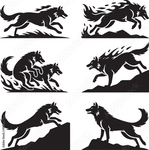 Majestic Wolf Silhouette Vector Illustration – Wild Animal Logo Design