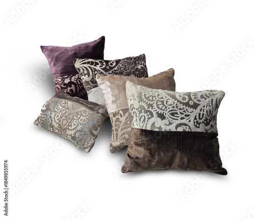 Set of decorative pillows on a white background
