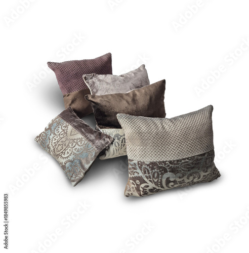 Set of decorative pillows on a white background