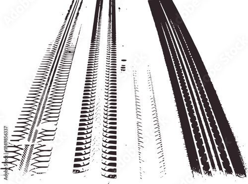 Black and white closeup tire tread patterns varied textures