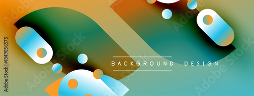 Abstract colorful shapes overlap, creating dynamic background. Gradient hues blend smoothly, offering modern visual appeal.