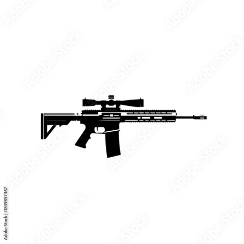 "Sniper Rifle Vector Illustration - Tactical Military Weapon"