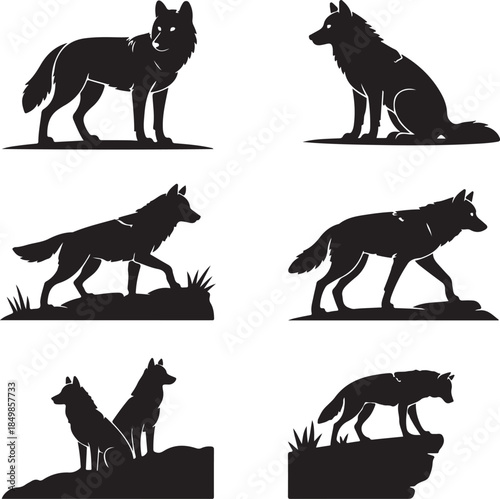 Majestic Wolf Silhouette Vector Illustration – Wild Animal Logo Design