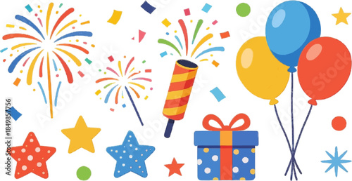 Vibrant Celebration Elements Collection for Festive Events and Party Decorations