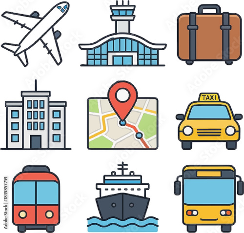 Travel and transportation icons