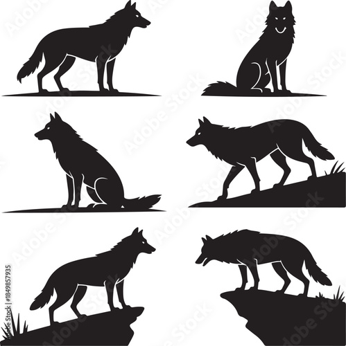 Majestic Wolf Silhouette Vector Illustration – Wild Animal Logo Design
