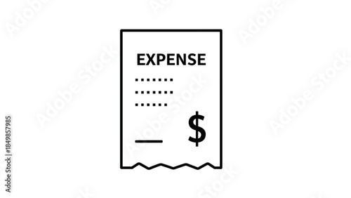 Expense receipt outline icon illustration for financial documentation and management with copy space
