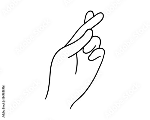 Hand with crossed fingers gesture for good luck and hope, success icon