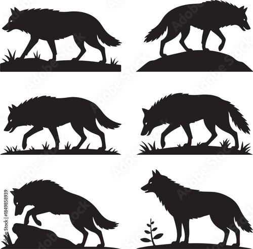 Majestic Wolf Silhouette Vector Illustration – Wild Animal Logo Design