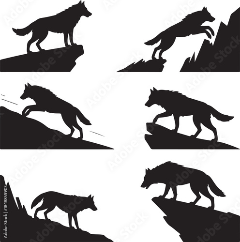 Majestic Wolf Silhouette Vector Illustration – Wild Animal Logo Design