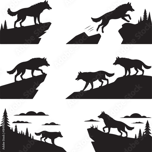 Majestic Wolf Silhouette Vector Illustration – Wild Animal Logo Design