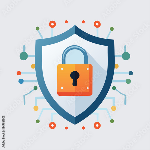 Secure shield with lock protecting digital data and connections