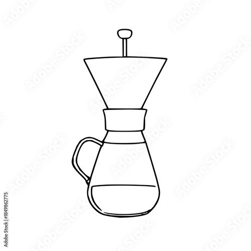 Minimalist line-art illustration of a stovetop moka pot coffee maker