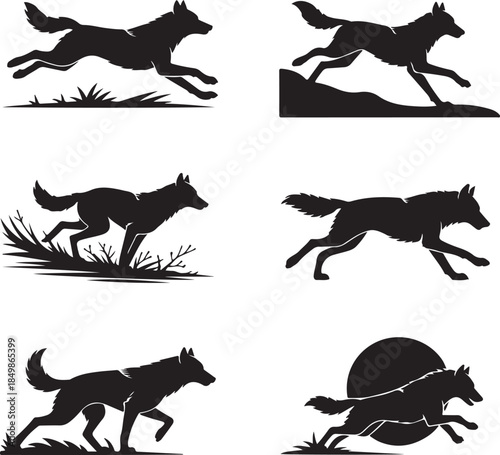 Majestic Wolf Silhouette Vector Illustration – Wild Animal Logo Design