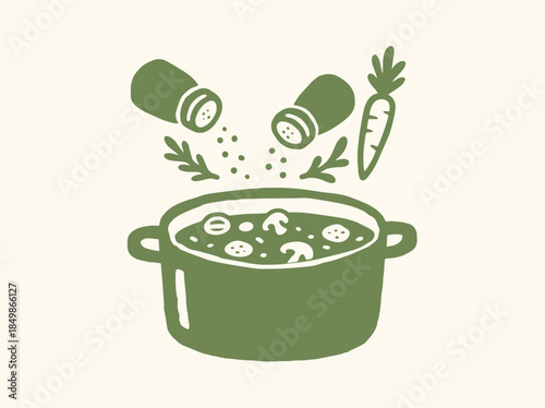 Soup Pot Seasoning Minimal Flat Icon Vector Illustration