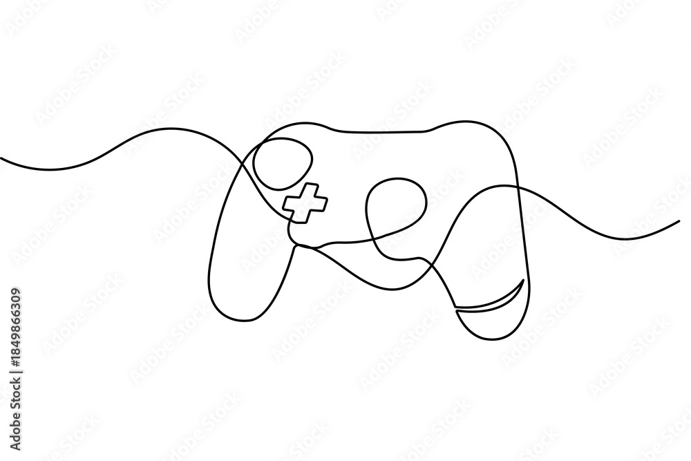 Obraz premium Single line art of a gaming gamepad with minimalist aesthetic isolated on white background vector