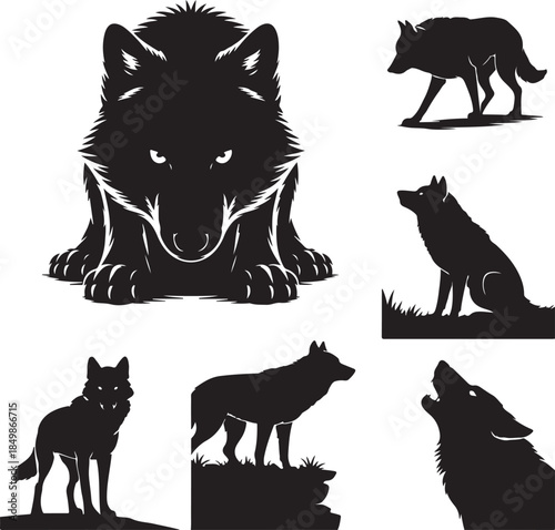 Majestic Wolf Silhouette Vector Illustration – Wild Animal Logo Design