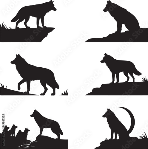 Majestic Wolf Silhouette Vector Illustration – Wild Animal Logo Design