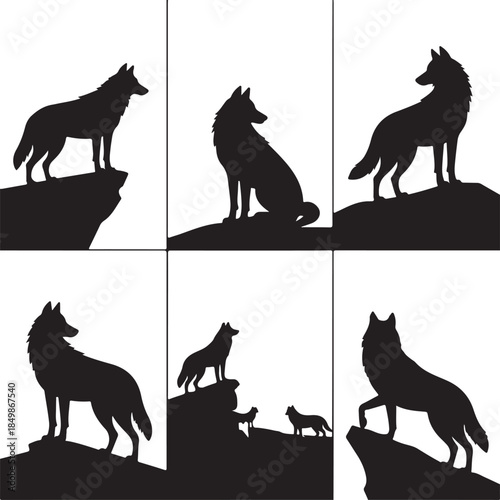 Majestic Wolf Silhouette Vector Illustration – Wild Animal Logo Design
