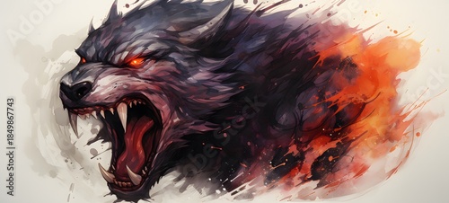 silhouette of fenrir ifrit ,generative AI