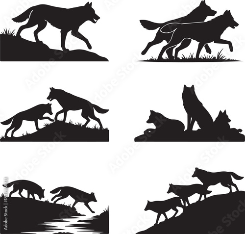 Majestic Wolf Silhouette Vector Illustration – Wild Animal Logo Design