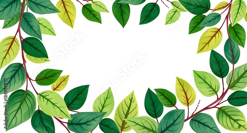 green leaves frame vector art, botanical plant border illustration, tropical foliage frame background, nature leaf frame design, eco friendly botanical border, jungle greenery frame vector, floral lea
