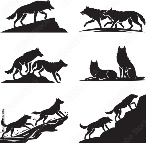 Majestic Wolf Silhouette Vector Illustration – Wild Animal Logo Design