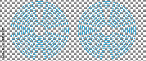 Blue radar icons. Signal concentric circles. Sonar sound waves. Sound radar. Vector illustration isolated on white background