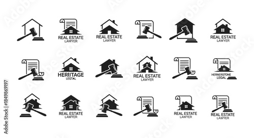 Creative real estate and law firm logo designs offering property legal services