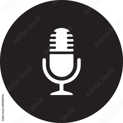 High-Quality Podcast Microphone Icon Minimalist Voice Recording & Audio UI Graphic