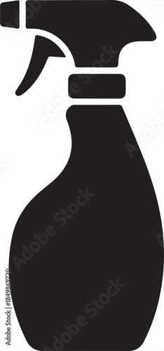 Minimalist Spray Bottle Icon Black and White Cleaning & Disinfectant Trigger Sprayer Graphic