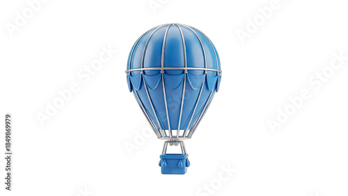Blue Hot Air Balloon Isolated on White Background