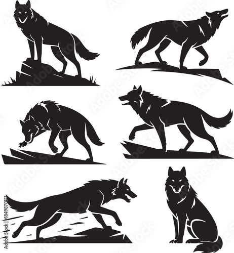 Majestic Wolf Silhouette Vector Illustration – Wild Animal Logo Design
